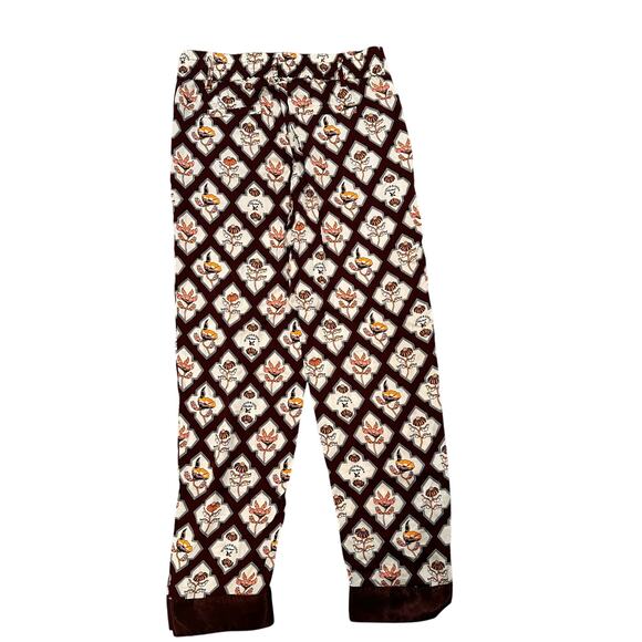 Scotch & Soda Sun Ray Satin Burgundy Floral Print Pleated Straight Leg Pants, S - Picture 2 of 16